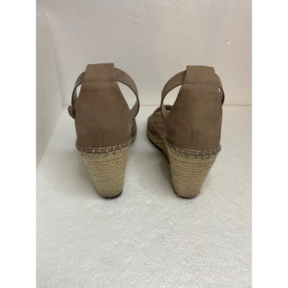 Women's Vince Camuto Tan Wedge Ankle Strap Leather Upper Size 8.5